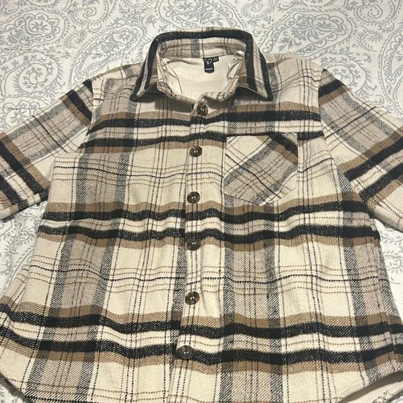 Windsor Plaid Varsity Jacket in Cream and Brown - Picture 3 of 8